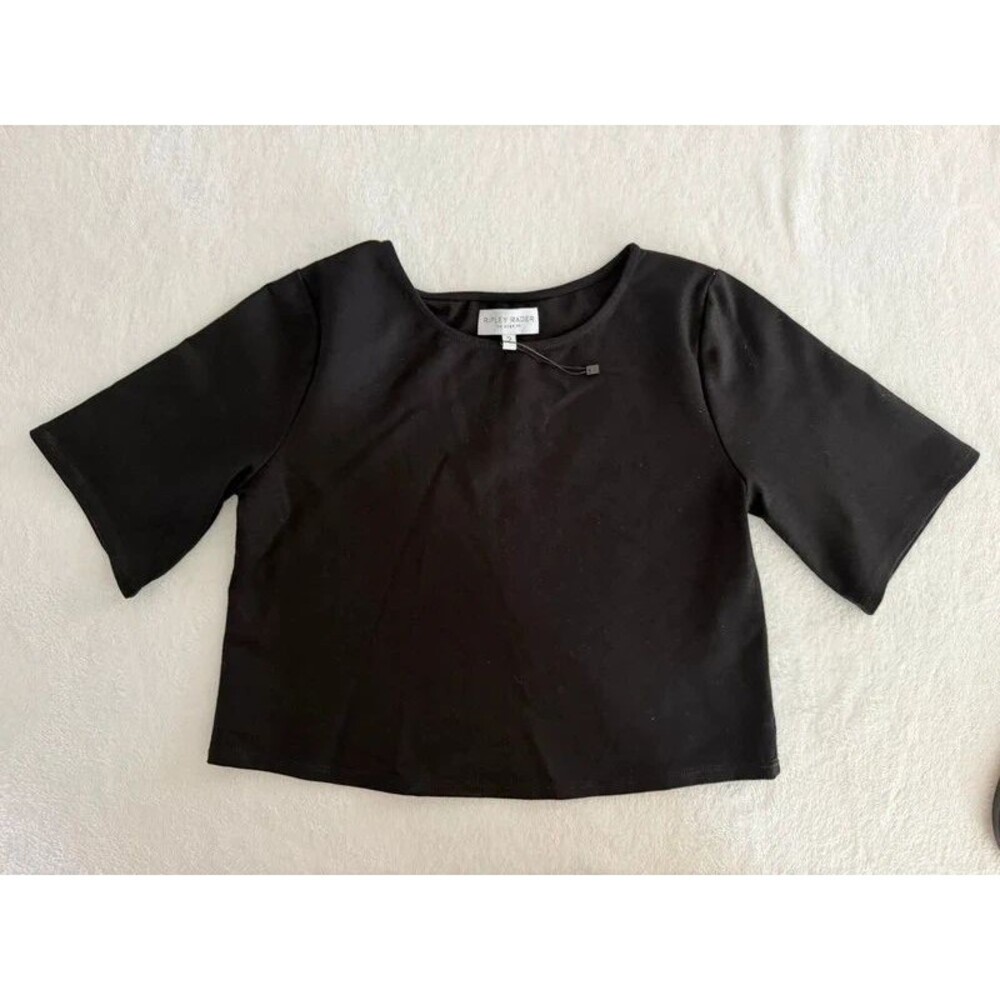 Ripley Rader Black Ponte Knit Cropped Short Sleeve Top Size 2 / Small